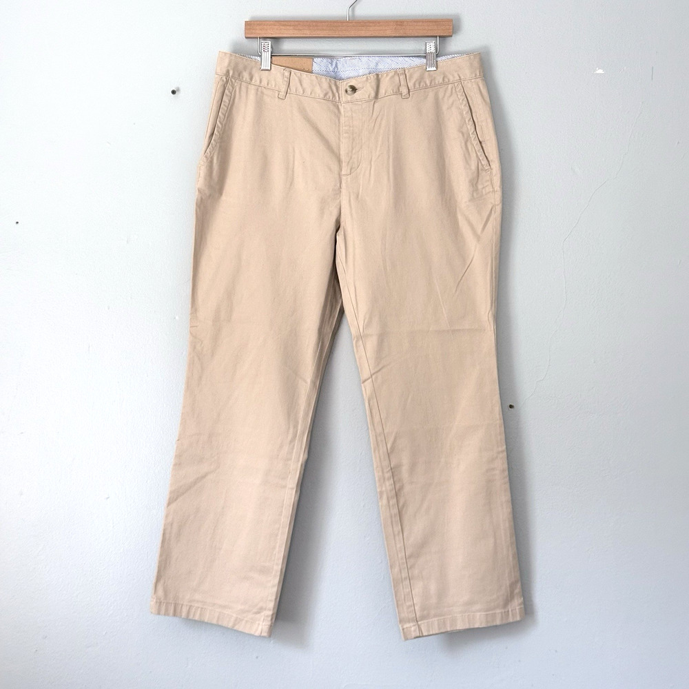 L.L. Bean Favorite Fit Pants Womens 16 Petite Beige Khaki Chino Straight Leg NEW